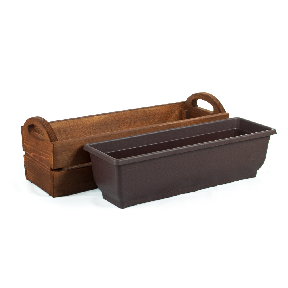 Dřevěný truhlík hnědý opalovaný 40x15x16cm-0