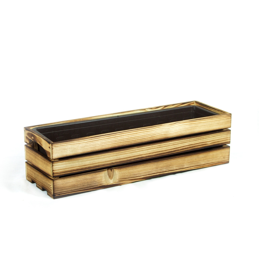 Dřevěný truhlík hnědý opalovaný 40x15x16cm-1