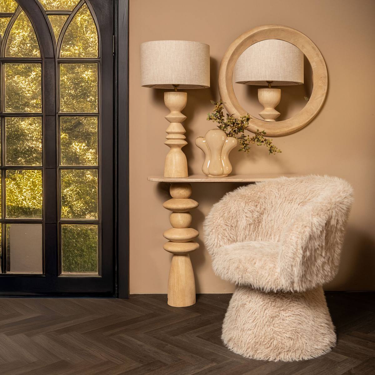 Dřevěný vyřezávaný podstavec pro lampu ELAINE 50cm-0