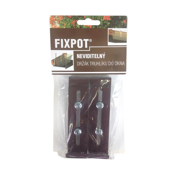 Držáky a háky na truhlíky - Držák na truhlík neviditelný FIXPOT kov, hnědá