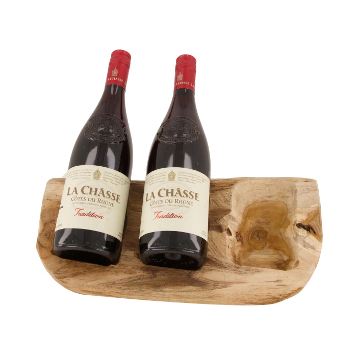 Stojany na víno - Držák teakový na 3 lahve 35cm