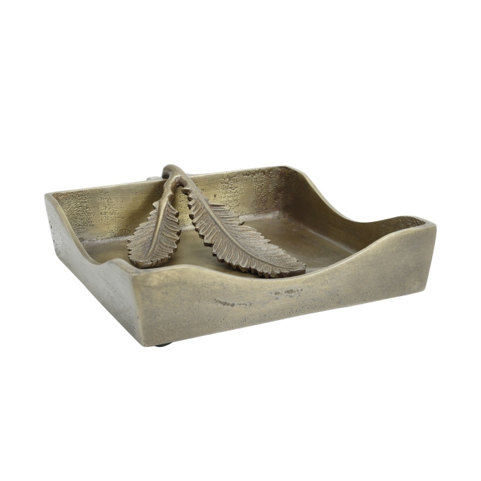 Kuchyňské doplňky - Držák ubrousků hliník CONNIE s listy zlatý 18cm