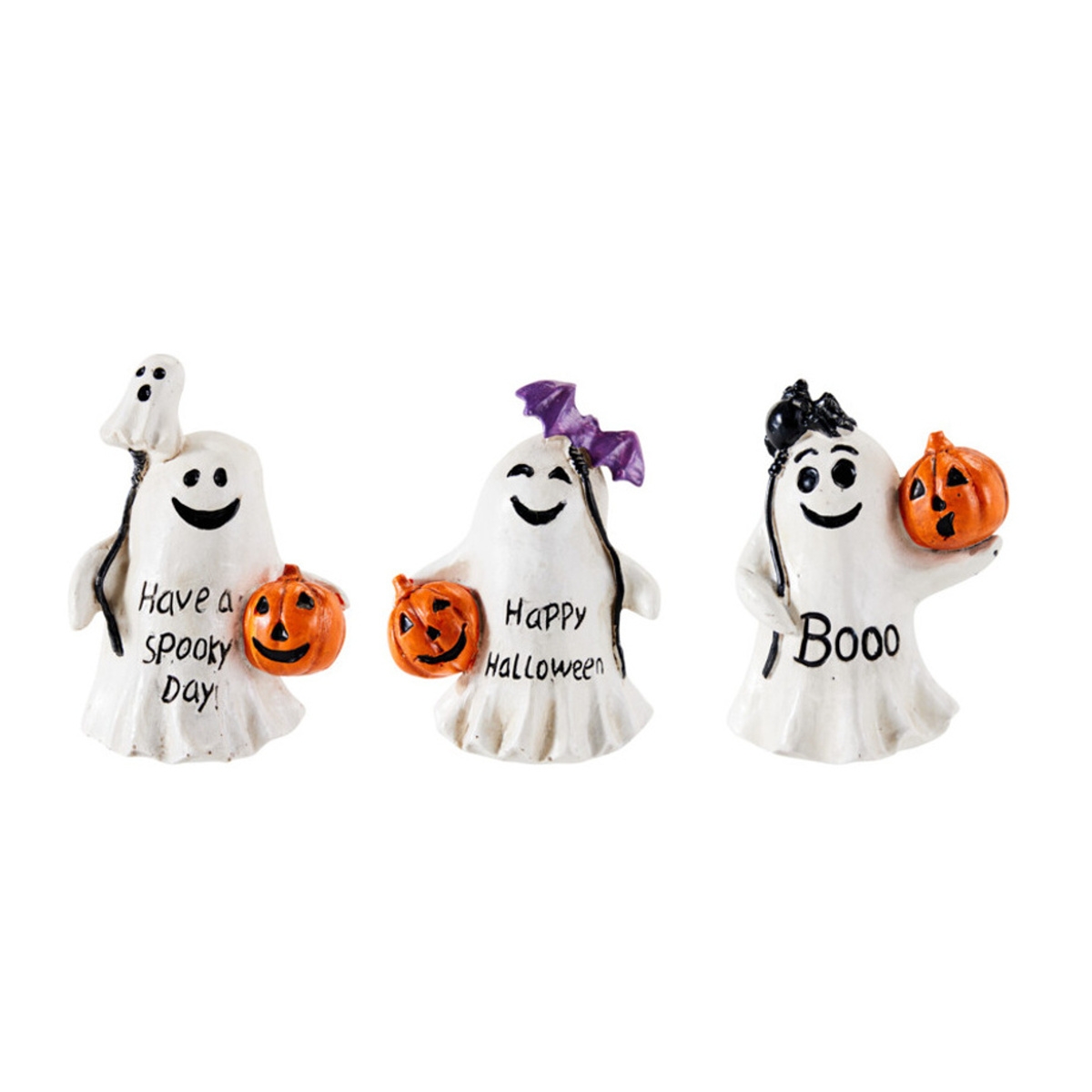 Halloween - Duch s dýní a netopýrem HALLOWEEN z polystone mix 10cm