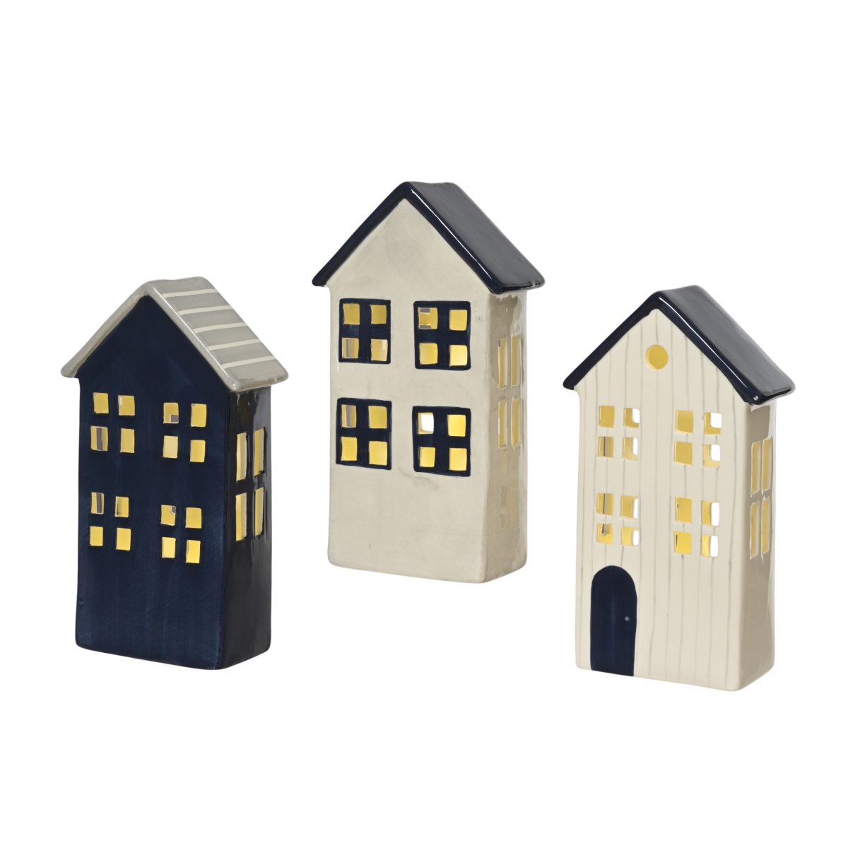 Keramické dekorace - Dům dolomitický s 1LED, t.bílá na baterie mix 24cm