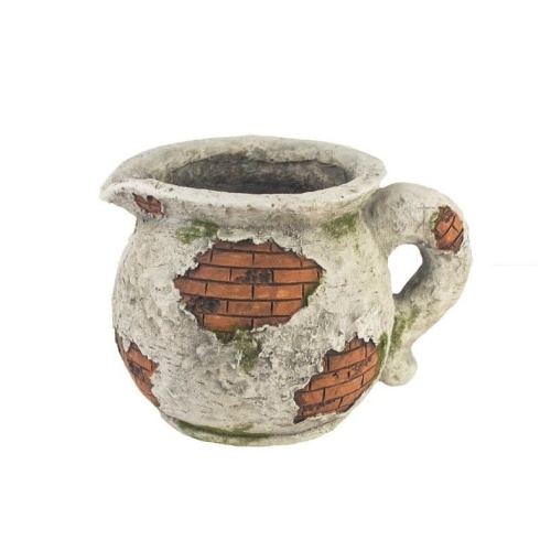 Keramické obaly - Džbán dekor cihly hliněný bílá 32cm