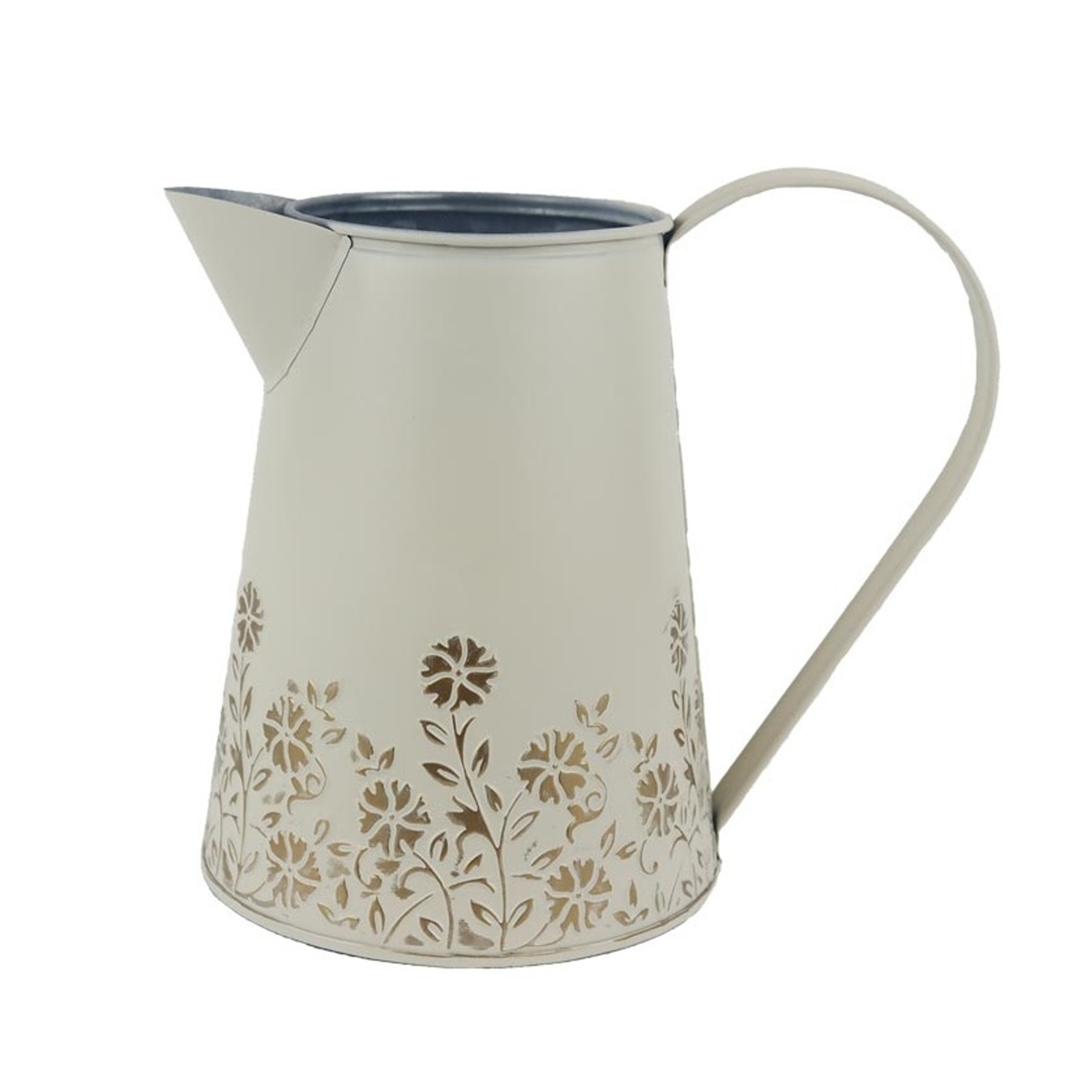 Kovové dekorace - Džbán plechový s barvínkem a 1 uchem 17cm