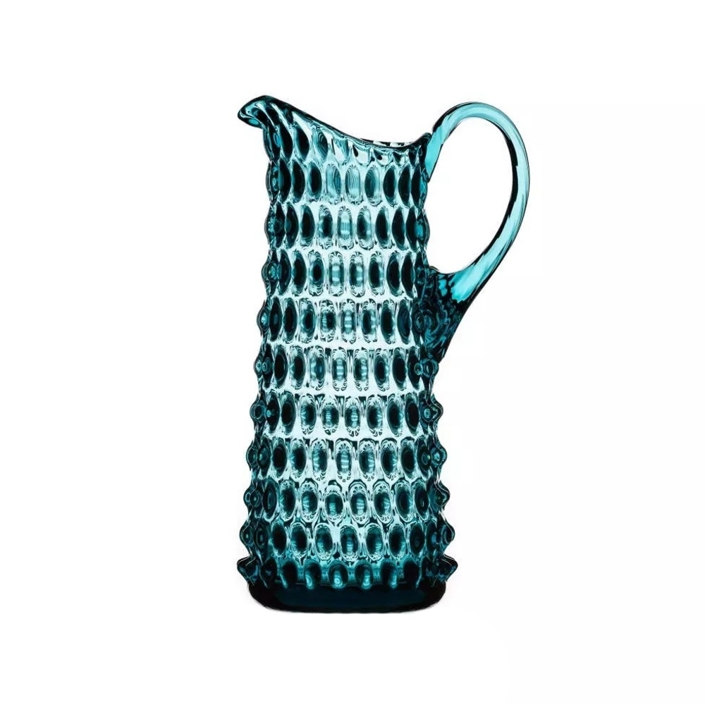 Křišťál Květná 1794 - Džbán skleněný POLKA DOT s 1 uchem aquamarín 1,2 litru