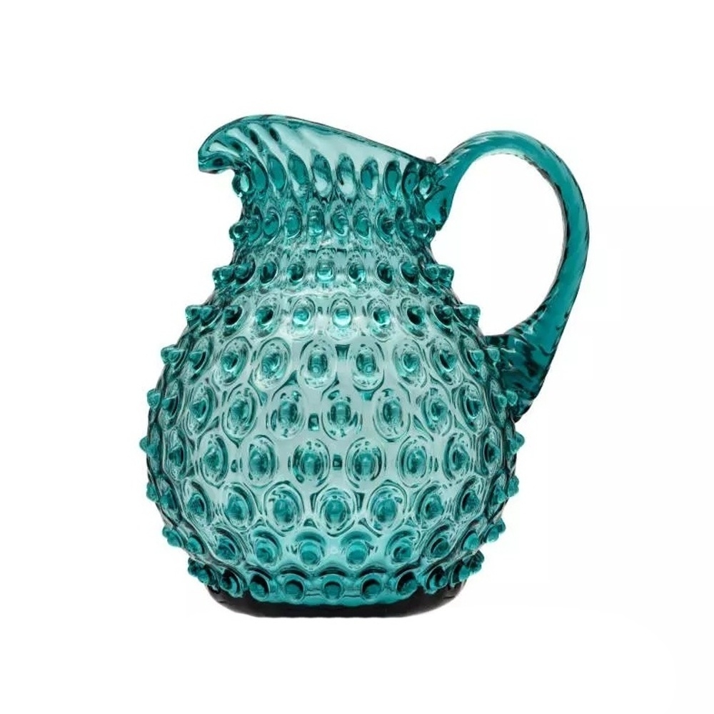 Džbány - Džbán skleněný POLKA DOT s 1 uchem aquamarín 750ml