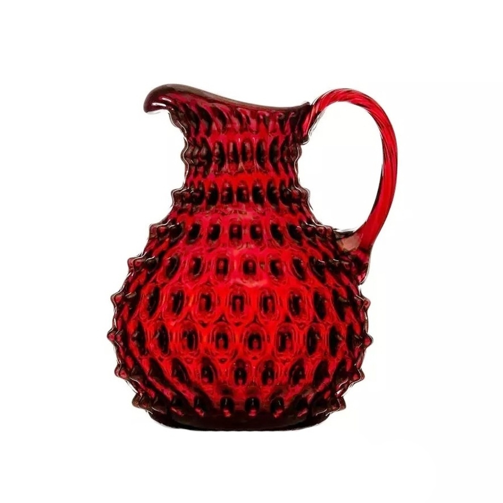Křišťál Květná 1794 - Džbán skleněný POLKA DOT s 1 uchem červený 750ml
