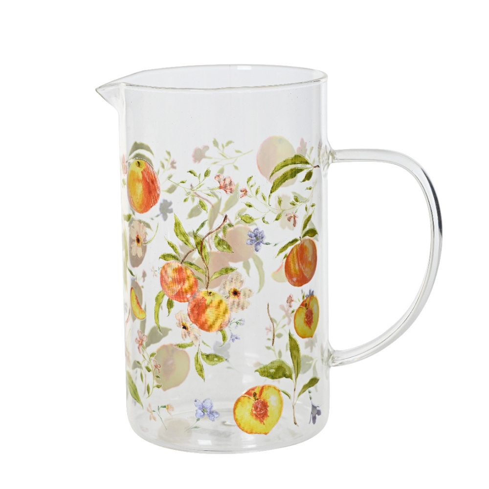 Džbány - Džbán skleněný s broskvemi a 1 uchem 1 litr