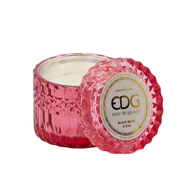 Svíčky vonné ve skle a jiném - EDG Svíčka vonná ve skle s víčkem Black Rose & Oud 9cm