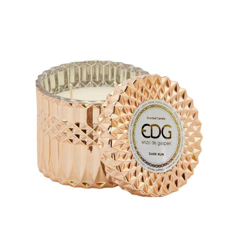 Svíčky vonné ve skle a jiném - EDG Svíčka vonná ve skle s víčkem Dark Rum 10,5cm
