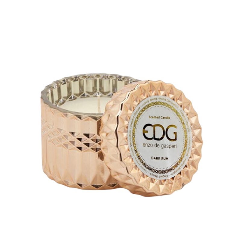 Svíčky vonné ve skle a jiném - EDG Svíčka vonná ve skle s víčkem Dark Rum 9cm