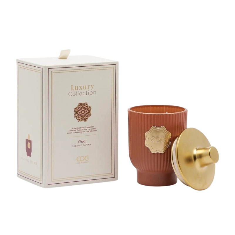 Svíčky vonné ve skle a jiném - EDG Svíčka vonná ve skle s víčkem LUXURY Oud 16cm