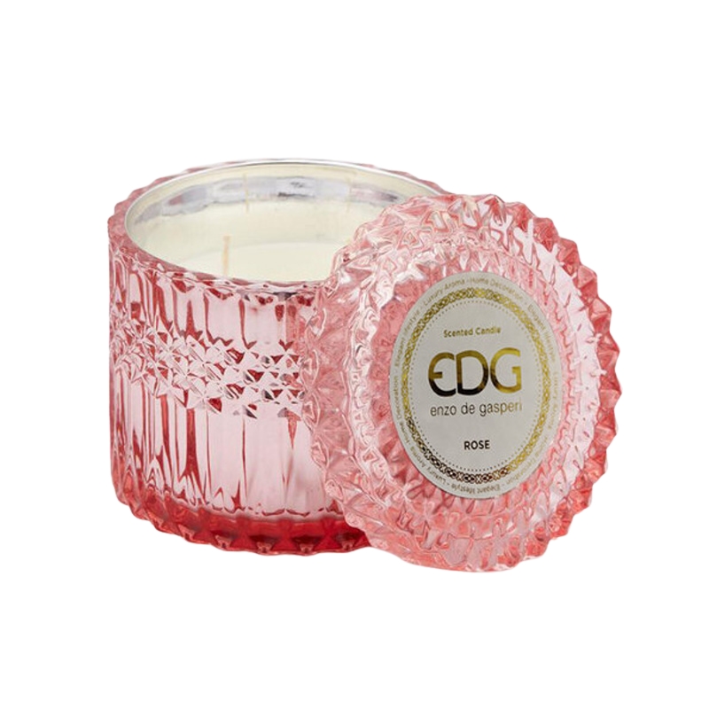 Svíčky vonné ve skle a jiném - EDG Svíčka vonná ve skle s víčkem Rose 10,5cm