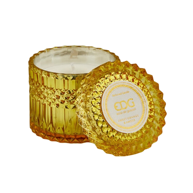 Svíčky vonné ve skle a jiném - EDG Svíčka vonná ve skle s víčkem Sweet Orange & Amber 10,5cm
