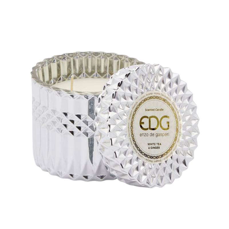 Svíčky vonné ve skle a jiném - EDG Svíčka vonná ve skle s víčkem White Tea & Ginger 10,5cm