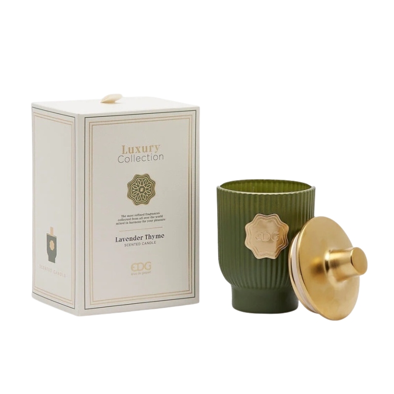 Svíčky vonné ve skle a jiném - EDG Svíčka vonná ve skle svíčkem LUXURY Lavender Thyme 16cm