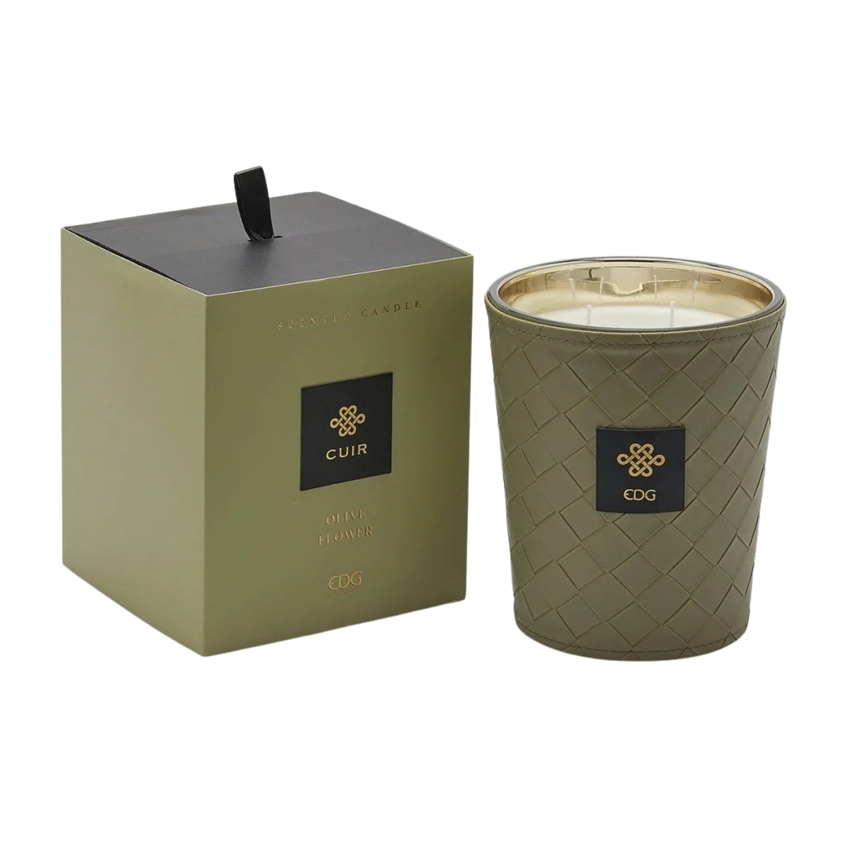 Svíčky vonné ve skle a jiném - EDG vonná svíčka CUIR Olive Flower 12cm