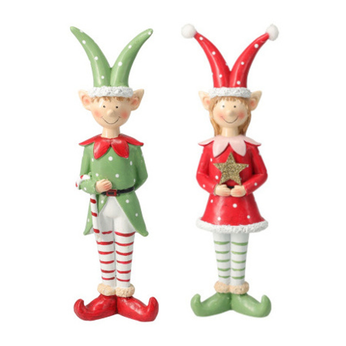 Vánoční figurky - Elf chlapec/dívka stojící z polystone mix 24cm