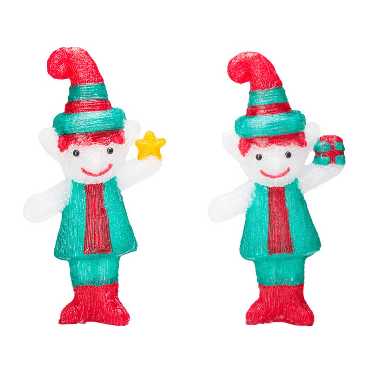 Venkovní svíticí dekorace - Elf stojící venkovní 50LED st.bílá s časovačem na baterie mix 48cm