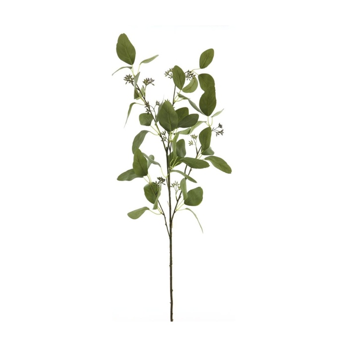 Celoroční umělé květiny - Eucalyptus větev s květy umělý zelený 116cm