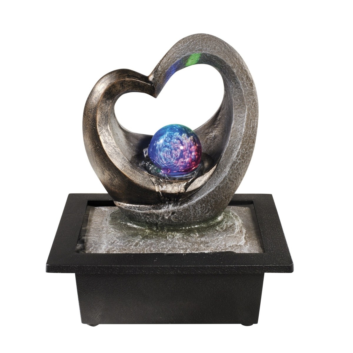 Designové doplňky - Fontána polyresinové srdce s  LED, multi 25cm