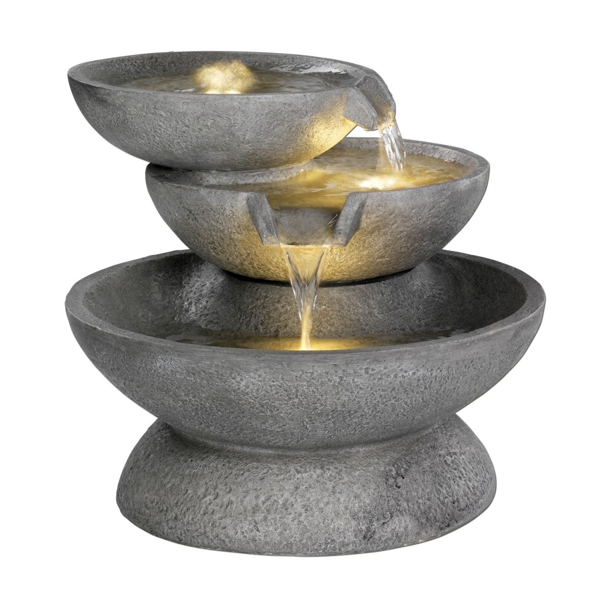 Designové doplňky - Fontána venkovní se 3 patry svítící šedá