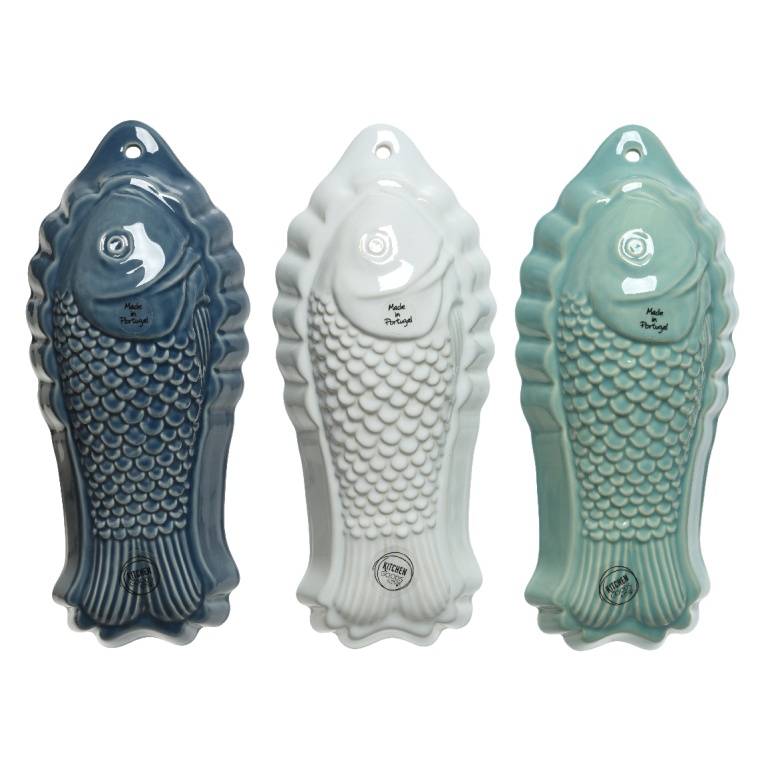 Kuchyňské doplňky - Forma na pečení ryba hliněná 31,5cm mix barev