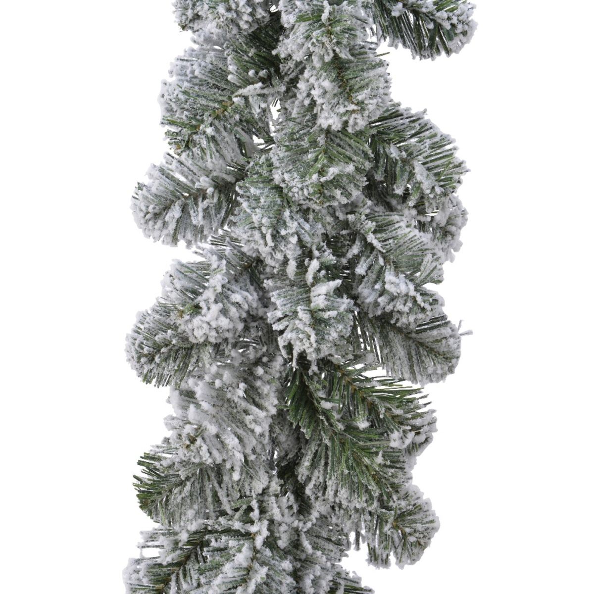 Vánoční umělé květiny - Girlanda z umělého jehličí zasněžená 270x20cm