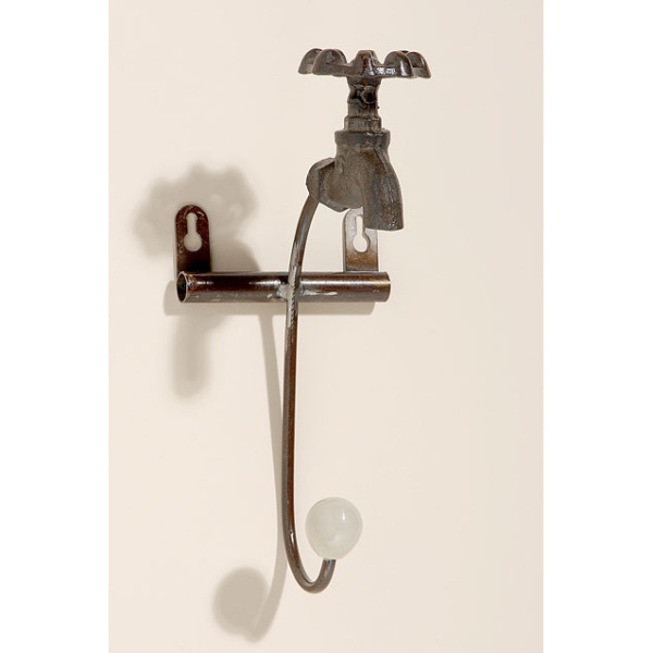 Designové doplňky - Hák na zeď kohoutek kov 25cm