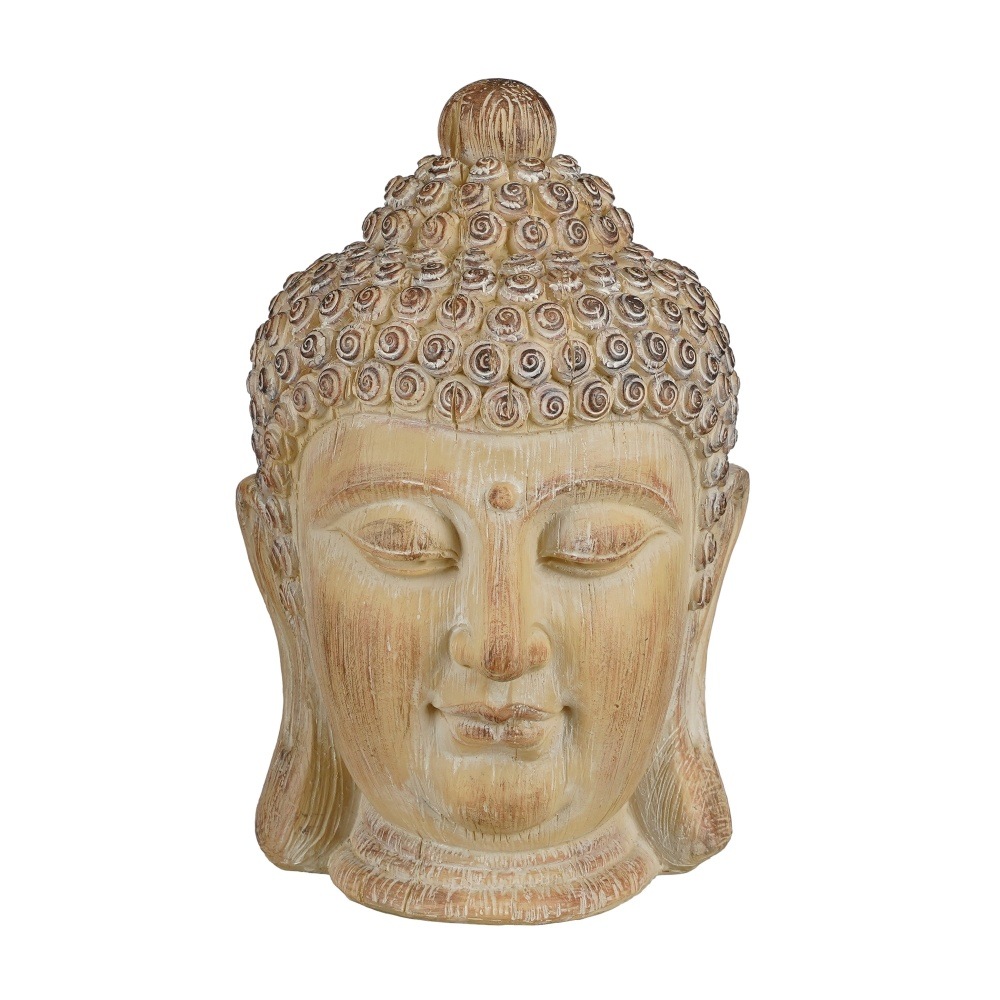 Dekorační figurky postav - Hlava buddhy polyresinová taupe 30,5cm