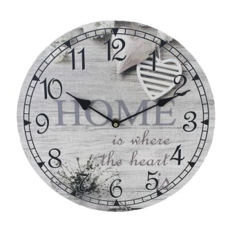 Hodiny a budíky - Hodiny nástěnné kulaté dekor HOME dřevo 33cm