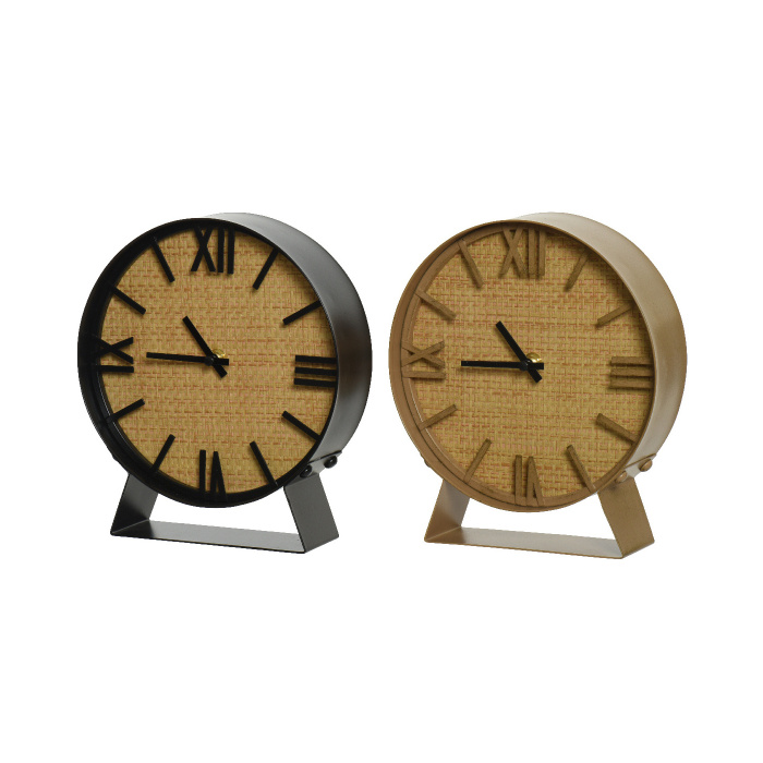 Hodiny a budíky - Hodiny stolní kulaté kovové mix 24cm