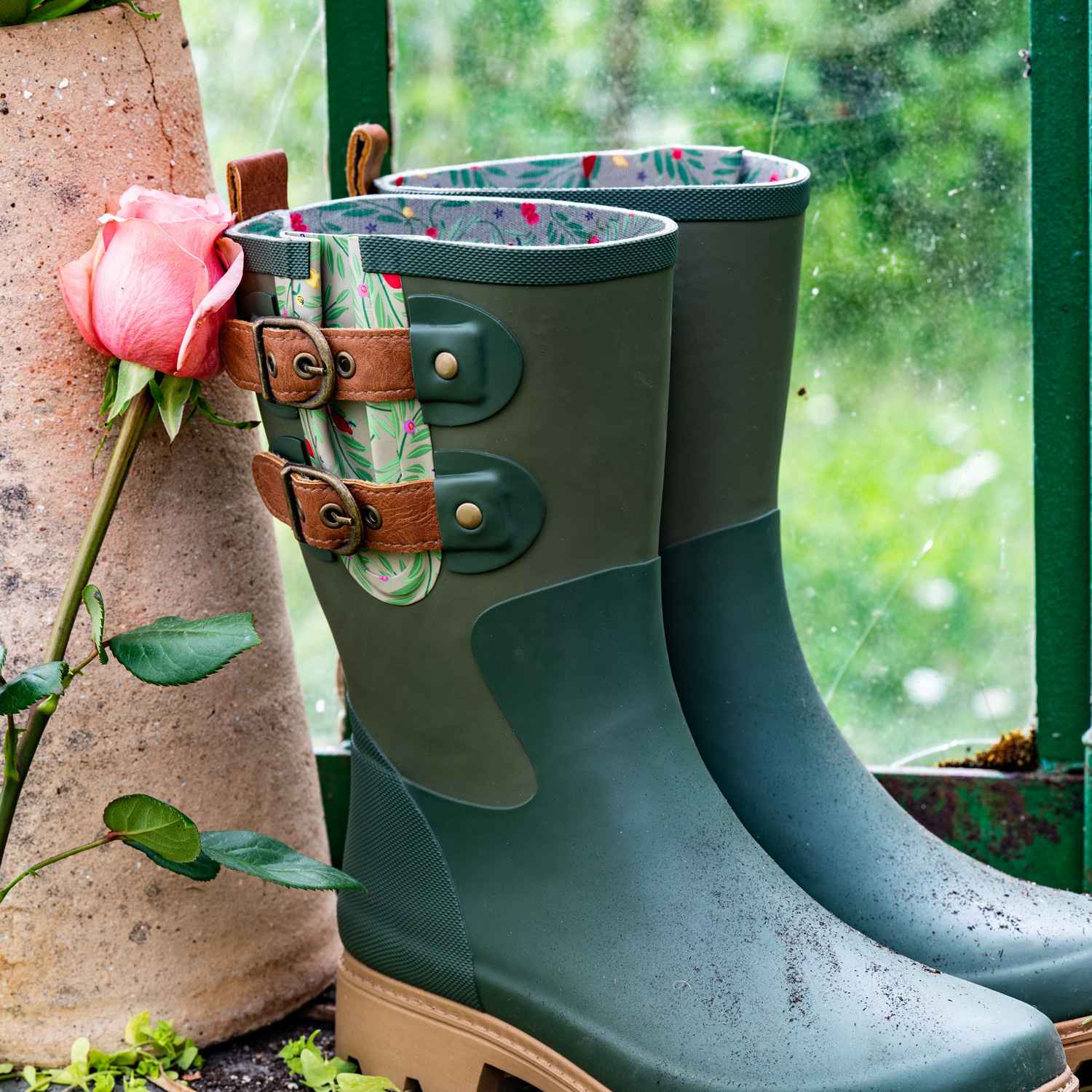 Holinky dámské s přezkami MELODY zelené vel.40-0