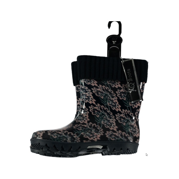 Holinky a zahradní obuv - Holínky dámské s vložkou KVĚTY vel.37 černé