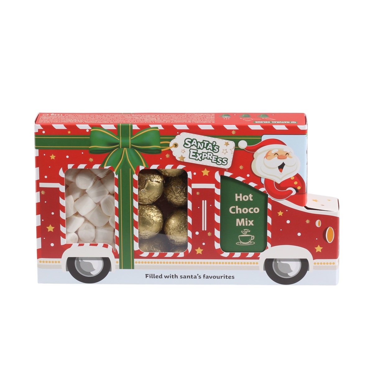 Čokoládové pochoutky - Horká čokoláda/pralinky/marshmallow v náklaďákové krabičce 125g