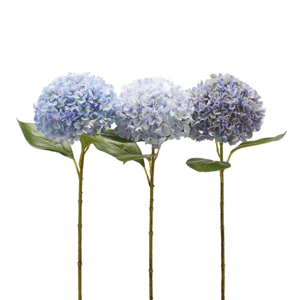 Letní umělé květiny - Hortenzie řezaná umělá modrá mix 65cm