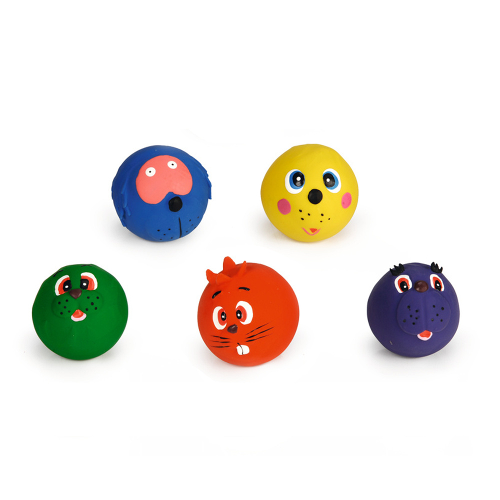 Hračky a doplňky - Hračka míč pískací  se zvířecí tváří latexový mix 7cm