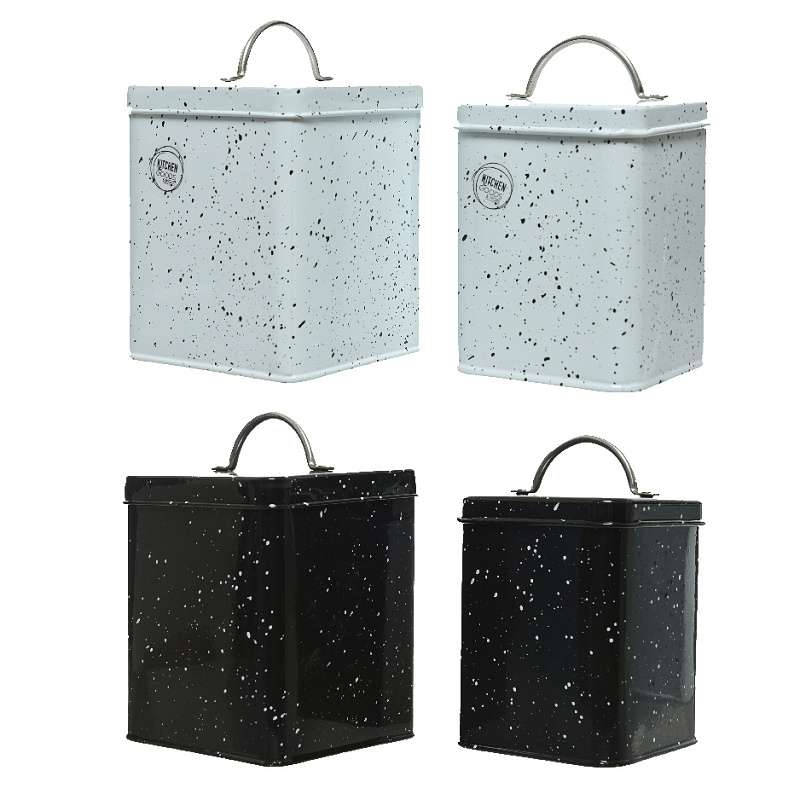 Kuchyňské dózy - Hranatá plechová dóza KITCHEN GOODS mix 21cm