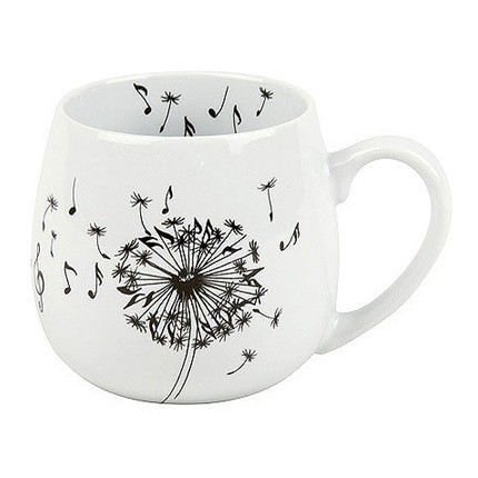 Hrnky a sklenice - Hrnek buclák porcelánový DANDELION MUSIC 420ml
