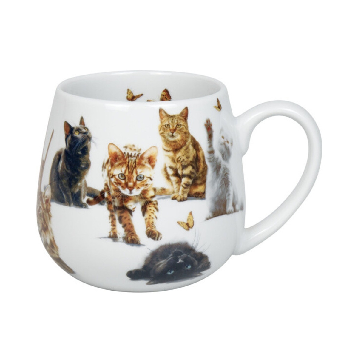 Hrnky a sklenice - Hrnek buclák porcelánový KOČKY CHLUPATÉ TLAPKY 420ml