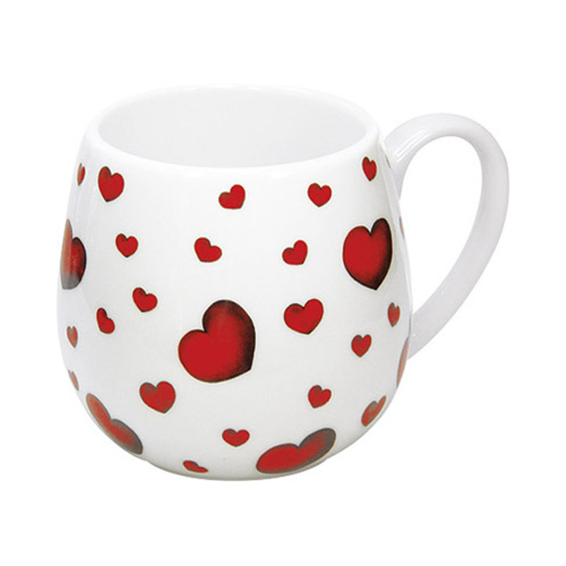 Hrnky a sklenice - Hrnek buclák porcelánový LITTLE HEARTS 420ml
