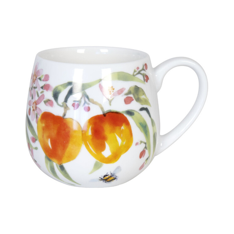 Hrnky a sklenice - Hrnek buclák porcelánový PEACHES 420ml
