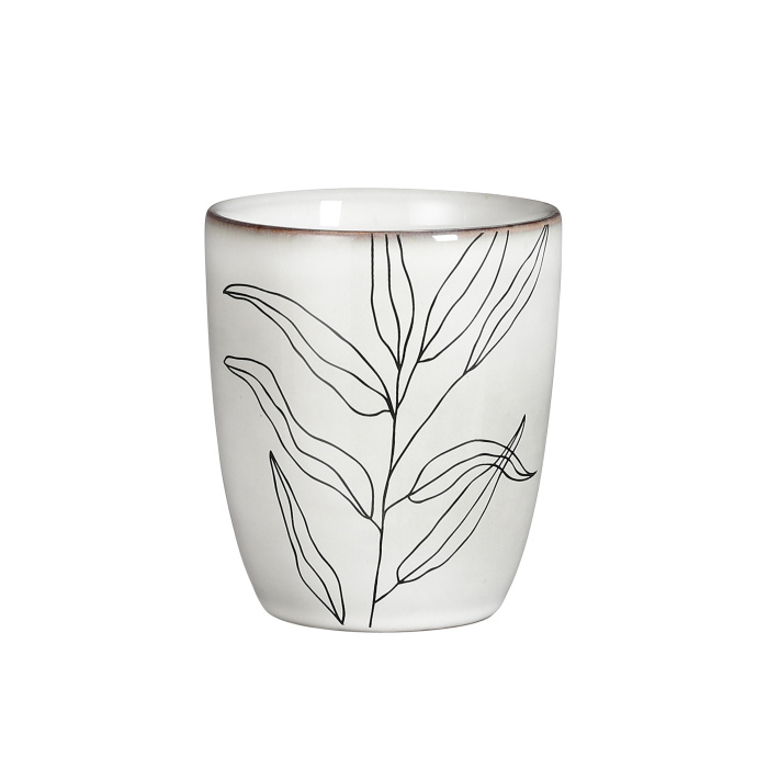 Hrnky a sklenice - Hrnek/kalíšek kameninový TABO s úzkým listem šedý 10cm