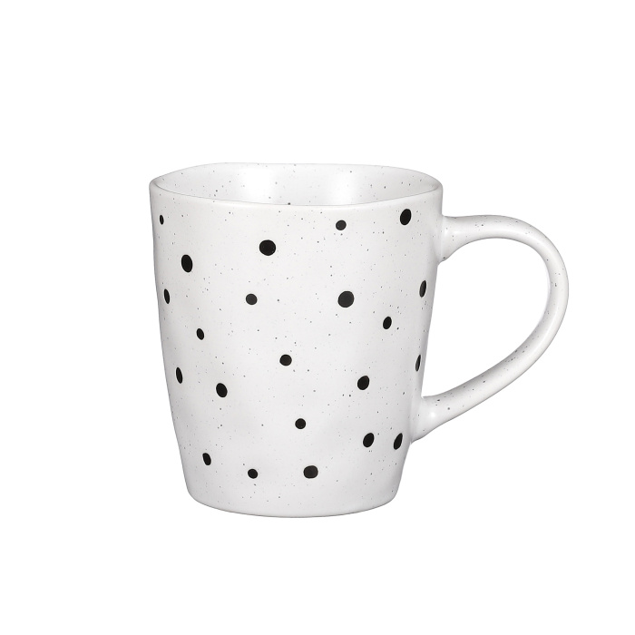 Hrnky a sklenice - Hrnek kameninový MENKO s puntíky černo-bílý 8,5cm