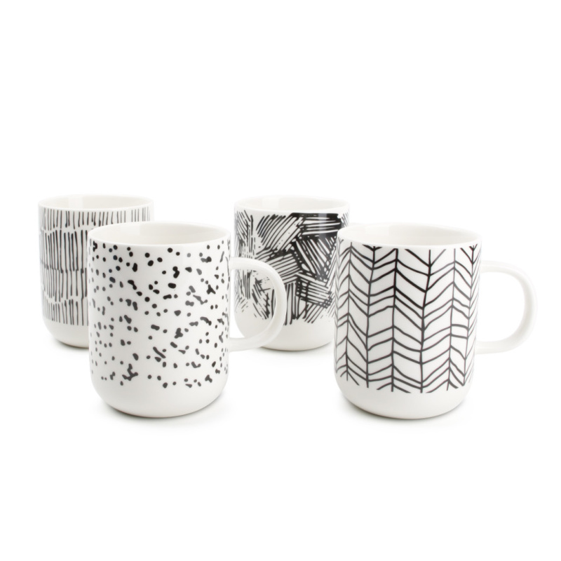 Hrnek kameninový SKETCH BARISTA 4ks 450ml S&P-3