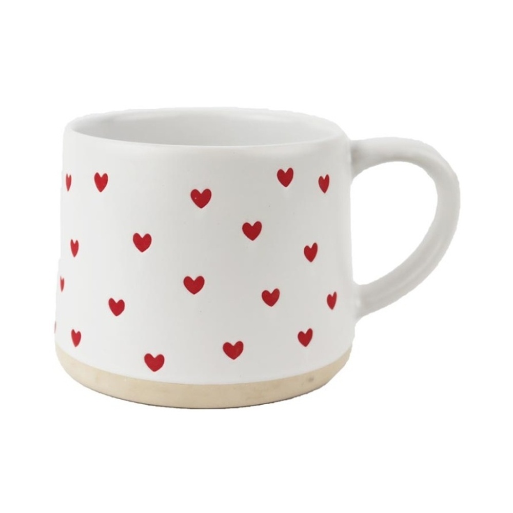 Hrnky a sklenice - Hrnek keramický se srdíčky červeno-bílý