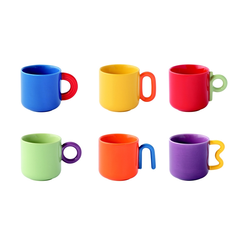 Hrnky a sklenice - Hrnek porcelánový CREATIVE barevná sada 6ks