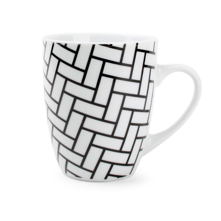 Hrnky a sklenice - Hrnek porcelánový dekor cihly 310ml 4ks